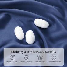 INFIIXSO Mulberry Silk Pillowcase For Hair And Skin, Silk Pillow Cases Standard Size With Hidden Zipper 20x26 Inches, Extraordinary Smooth And Soft Cooling Pillow Cases For Hot Sleepers(Navy, 1 Pack),Standard(20inchX26inch),Navy - Navy - 查看 3
