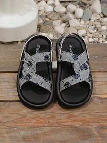 1 Pair Kids' Comfortable Versatile Open Toe Sandals, Children's Minimalist Soft Bottom Beach Shoes - Grey - View 6