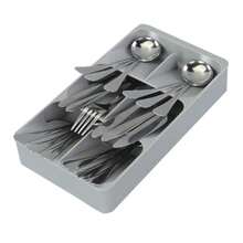 WSXC 6 Slots Silverware Cutlery Drawer Organizer Kitchen Utensil Tray For Flatware Cutlery Spoon And Knives Compact Storage Organization Keep Kitchen Drawer Neat And Organized - Grey - View 1
