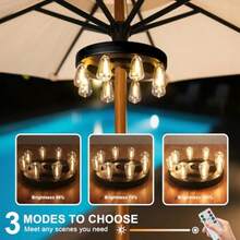 Paraguas de patio al aire ultima intervension bateria recargable inalambrico con 8 bombillas blancas calidas 3 niveles de brillo para patio jardin patio trasero camping o barbacoa - Blancoclido - Ver 2