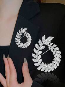 女士水钻花环胸针 花环胸针 戒指 叶子别针 派对 宴会 珠宝礼物 - Rhinestone Wreath Brooch - 查看 3