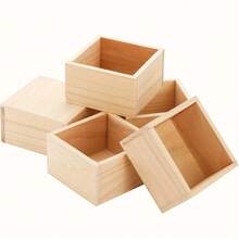 1/3/6/9pcs Vintage Wooden Box, 4" X 4" Square Storage Box, Multi-Purpose Craft & Art Display, Home Decor, Desktop Drawer Decor, Succulent Planter, Retro Style, Wooden, Non-Waterproof, Lid, Suitable For Easter, Thanksgiving, Valentine's Day - Multicolor - View 1