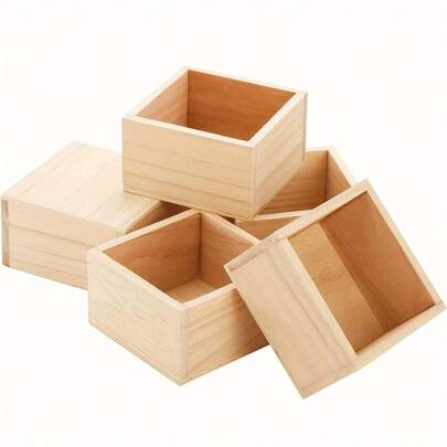 1/3/6/9pcs Vintage Wooden Box, 4" X 4" Square Storage Box, Multi-Purpose Craft & Art Display, Home Decor, Desktop Drawer Decor, Succulent Planter, Retro Style, Wooden, Non-Waterproof, Lid, Suitable For Easter, Thanksgiving, Valentine's Day