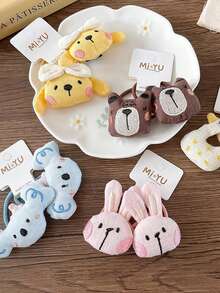 2Pcs Cartoon Duck Elastic Hair Bands For Girls Hair Accessories Scrunchies Ponytail Holder Teen Hair Tie Rubber Bands - Multicolor - View 3
