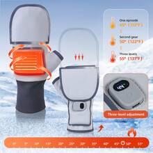 这款加热手套配备数字显示屏，3 档可调温度设置（45°C、50°C、55°C），1800mAh 电池，采用双面加热技术。它可以精准加热手掌和手背，并锁定温度。 - 灰色 - 查看 4