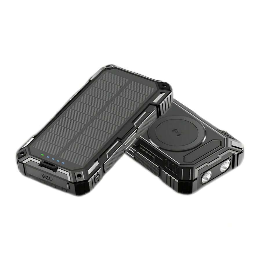 Dung lượng lớn 30000mAh/10000mAh Năng lượng mặt trời cho mọi thiết bị Sạc tích hợp 4 dây Sáu đầu ra Sạc USB, Có đèn flash kép và đèn chiếu sáng, La bàn. Thích hợp cho du lịch, tiệc tùng, làm việc, học tập Lựa chọn tốt nhất để làm quà tặng cho Apple IPhone, IPad, điện thoại Android, quà tặng cho gia đình, bạn bè, sinh nhật, mùa đông, lễ tình nhân, lễ Phục sinh Thích hợp cho vui chơi ngoài trời, mua sắm, du lịch, Nguồn điện di động An toàn và ổn định - màu đen - Xem 1