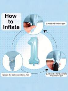 4pcs Blue Birthday Number Balloon Set, Includes 32-Inch Pearl Blue Number Balloons, Light Blue Heart Foil Balloons, Mirror Heart Balloons, Suitable For Birthday, Party, Valentine's Day, Anniversary, Party Decoration, Baby Shower, Photo Shoot, Princess Theme Birthday, Heart Theme Birthday, Scene Decoration, 1-9 Years Old Birthday - Baby Blue - View 6