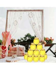 10pcs Honey Jars With Gold Lids - Wide Mouth Containers, Elegant Gold Caps, Suitable For Weddings, Parties, Christmas, Halloween, Easter, Thanksgiving - Great For Holding Honey, Candies, Spices, Jams, Gifts - Durable For Home, Business Use, Party Favors, Holiday Packaging, Reusable - Multicolor - View 7