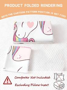 1/2pcs Double-Sided Unicorn Bedding Set - Soft Rainbow Pattern Reversible Baby Crib Duvet Cover Set, Hypoallergenic, Essential For Children - Multicolor - View 2