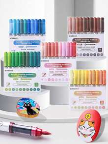 120 Farben Acrylfarb-Marker, BORRENCE Smart Ink System, super Farbmischfähigkeit, geeignet für Glas, Keramik, Kunststoff, Holz, Stein, Stoff, Papier und mehr, professionelles Malen, präzise Farben, kreatives Geschenk, Schul-Grundausstattung 2026 Kunstzubehör Set - Verschiedenfarbig - Übersicht 5