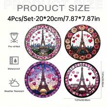 Captor de soare Turnul Eiffel din Paris - Decor rotund acrilic pentru fereastră, cu inimă roz romantică și design colorat, perfect pentru Ziua Îndrăgostiților și decorarea nunții, potrivit pentru verandă, dormitor, birou, curte - Cadou ideal, decor pentru curte | Decorațiune fermecătoare | Design colorat - Acrilic rotund - Vizualizare 11