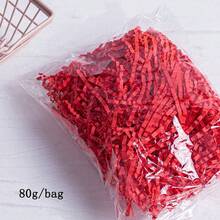 Red Raffia Gift Box Filler Paper, Black Crinkle Paper Shreds For Gift Wrapping