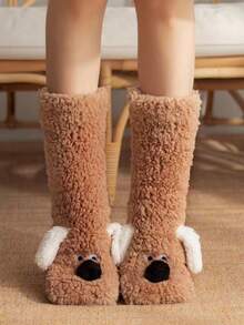 1/2/3 Pairs Autumn/Winter New Cartoon Cute Puppy Plush Coral Fleece Warm House Floor Sleep Children Socks - Multicolor - View 19