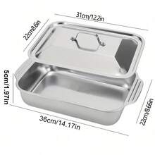 Stainless Steel Baking Tray With Lid - Non-Stick Rectangular Baking Pan, Suitable For Desserts, Breads, Seafood - Ideal For Grilling, Buffets, Holidays And Commercial Kitchens, High-Quality Polished Surface