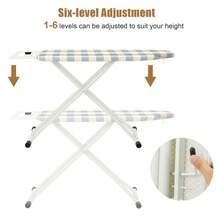 Adjustable Height Ironing Board – 110x32cm Foldable Design With 6 Height Settings (66–77cm) - Yellow - View 4