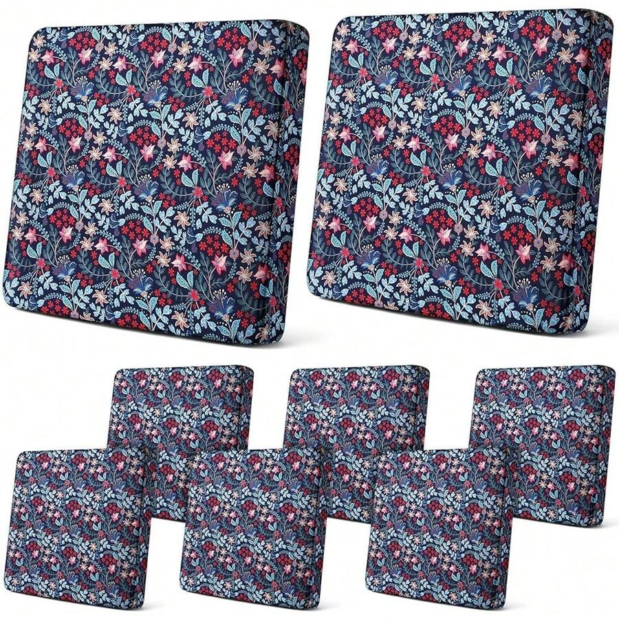 Newwiee 8Pcs Patio Cushion Covers Stretch Outdoor Cushion Cover Replacement For Patio Furniture Sofa Couch Slipcovers, Soft Flexibility Washable Furniture Protector(Paisley,Retro Color),One-Size,RetroColorPaisley - 復古彩色佩斯利 - 查看 1