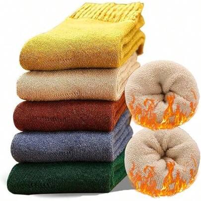 EstiloEstiloPack De 5 Pares De Calcetines TéRmicos De Invierno,Calcetines De Lana Y AlgodóN Para Hombre/Mujer-Transpirables Y Antisudor Para Hogar,RunningVersióN MejoradaVersióN Mejorada