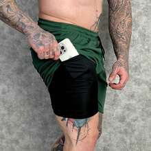 Kit Of 2 Men's UV DryFit Athletic Shorts For Gym, Training, And Running - KIT 2 Green - View 3