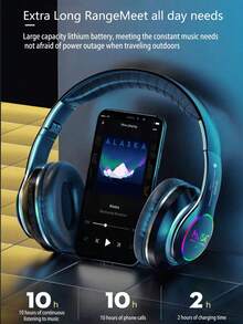 AKKHOO Wireless Gaming Headset | Bluetooth 5.0 Low Latency Stereo | 10H Battery Life + Deep Bass | RGB Lighting Effects, Foldable | For Gaming/Streaming - Burgundy - View 8