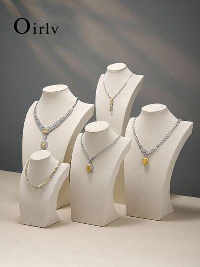 Oirlv 1 PC suport de afișare pentru colier, formă de gât, colier, manechin, portret, suport de afișare pentru magazin de bijuterii, recuzită de afișare pentru vitrină, suport de afișare pentru bijuterii în formă de om, suport de depozitare pentru bijuterii, suport de afișare pentru colier