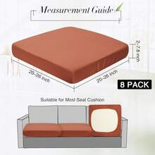 Newwiee 8Pcs Patio Cushion Covers Stretch Outdoor Cushion Cover Replacement For Patio Furniture Sofa Couch Slipcovers, Soft Flexibility Washable Furniture Protector(Waterproof Pure,Terra Cotta),One-Size,TerraCottaWaterproofPure - 赤陶防水純淨 - 查看 3