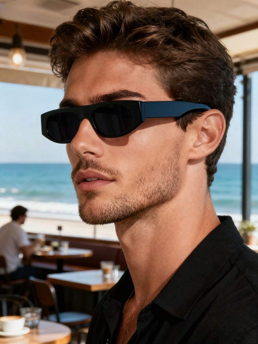 Kính thời trang gọng nhỏ kiểu retro, kính gọng nhựa unisex cổ điển, thích hợp cho hoạt động ngoài trời, du lịch biển, kỳ nghỉ, trang trí hàng ngày, phụ kiện cần thiết cho mùa hè. - màu đen - Xem 1