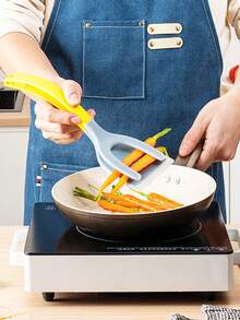 Espátula e pinça de silicone 2 em 1, espátula de cozinha multifuncional antiaderente, espátula para bife, pinça para alimentos resistente ao calor, espátula para peixe, espátula para ovo frito, espátula para panqueca, pinça para torradeira, prensa para hambúrguer, espátula com revestimento antiaderente, espátula para rolinho de frango. - Multicolorido - Ver 3