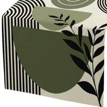 1pc Bohemian Leaf Table Runner, Sage Green Tropical Palm Tree Medieval Modern Abstract Arch Geometric Dining Runner Suitable For Farmhouse Cabin Home Kitchen Dining Room Holiday Party Decor, 13x35/13x47/13x72/13x90/13x108 Inches