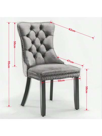 Moderne Dining Chairs, Premium Plush Solid Wood, Contemporary Fluwelen Upholstered Chairs Studded Head Set Of 2, Beige, Black, Grijs Available. view 10