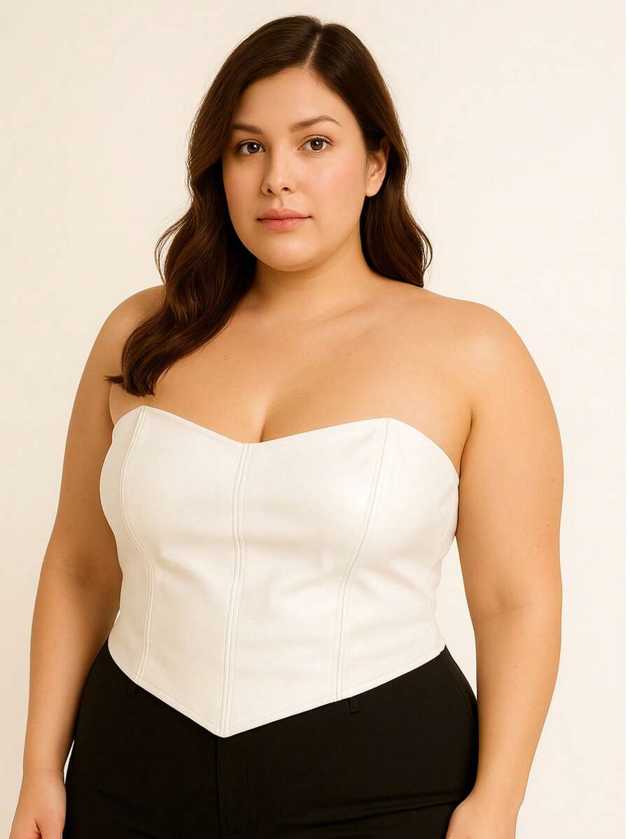 Cirre Women's Plus Size Cropped Corselet Blouse - 白色 - 查看 1