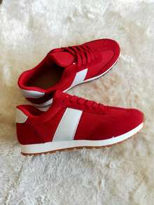 Women's Fashionable Casual Red Flat Sneakers, Party & Sports Shoes, New Gump Style Shoes - Red - View 1