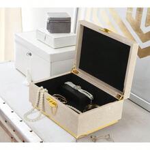 HAWTElegant Faux Leather Decorative Box Storage Jewelry Box Organizer Large Dresser Cosmetic Organizer Holder Classic Jewelry Accessory Organizer 11x8x4.8 Inches Light Grey - LightGrey - View 3