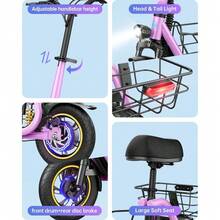GYROOR 550W Electric Scooter With Seat For Adult, 12 Inch Commuter Electric Scooter With Dual Shock Absorbers And Up To 25 Miles 18.6MPH - Hồng - Xem 3