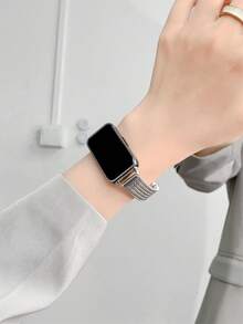 1 dây đeo đồng hồ từ tính kim loại tối giản, tương thích với Band 10/9/8/7 phiên bản NFC. - Bạc - Xem 3