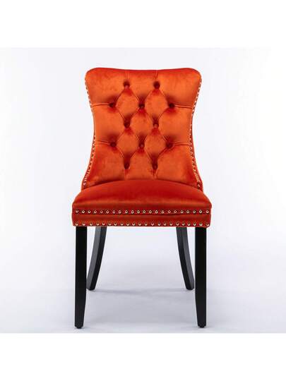 Moderne Dining Chairs, High End Tufted Solid Wood, Contemporary Fluwelen Upholstered Piece Studded Wooden Legs, Orange, Blue. view 9