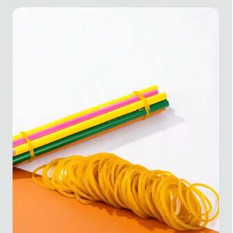 100/300/500 piezas Bandas elásticas de goma amarillas, alta elasticidad, duraderas, anillos de goma desechables, correas de sujeción de oficina, anillos de látex, diámetro de goma: 1.26 pulgadas, ancho: 0.0591 pulgadas