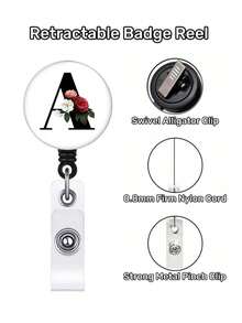 1pc Retractable ID Badge Reel With Clip, Rotary Clasp Fit For A-Z ID Cards, White Glass Keychain, Suitable For Nurses, Doctors, Office Supplies, Back To School Identification, Meaningful Gift For Halloween, Christmas, Valentine's Day, New Year For Friends, Colleagues, Teachers, Elders