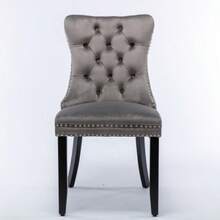 Dining Chairs - 灰色 + 天鵝絨 + 泡沫 - 查看 3