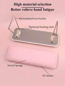 1pc High Rebound PU Nail Hand Rest, Foldable, Compatible With Gel Lamp Cushion, Waterproof And Dirt-Resistant Design, Suitable For Manicure - Pink - View 3