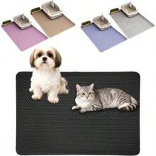 Alfombrilla Para De Gato, Alfombrilla Doble Para Caja De, Lavable con Agua tapete para arenero gato, EVA Antideslizante, Impermeable, Fcil de Limpiar, Duradera Negro, 45CM - 60CM - inicial - Ver 1