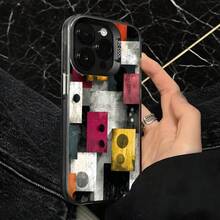 Funda de Teléfono Transparente con Patrón Abstracto Colorido y Diseño de Círculo para iPhone 14 Pro Max  Galaxy S23 Plus, Regalo Ideal para Todas las Estaciones - Plateado - Ver 4