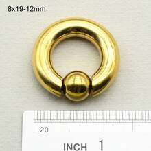 1 szt. Złoty pierścień PVD ze stali chirurgicznej PA, duży rozmiar, pierścienie z koralikami sprężynowymi, kulki BCR do przekłuwania nosa, kolczyki do przegrody nosowej dla mężczyzn i kobiet, biżuteria do ciała, 00G, 0G, 2G, 4G, 6G, 8G, 10G, 12G, średnica 10-22 mm