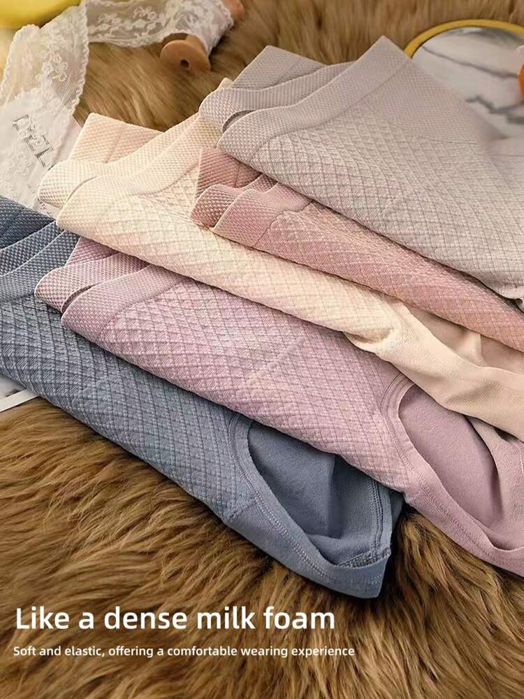 Calcinha modeladora de cintura alta sem costura para mulheres, sutiã modelador macio e confortável, calcinha de cor sólida respirável, sem costura e opaca para uso diário e formal, design macio e invisível, disponível em nude, rosa, roxo, adequado para 36-63 kg, essencial elegante para uso diário e formal, estilo fofo, material elástico - Multicolorido - Visão 7