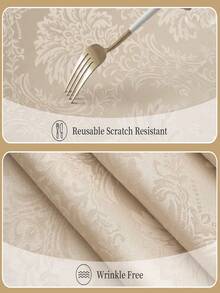 1件装防水防溅长方形提花桌布，奢华图案设计，可水洗涤纶装饰桌布，适用于各种用餐场合，包括晚餐、厨房、餐桌、家庭聚会、日常用餐、节日派对、婚礼、感恩节、生日、斋月或正式活动。