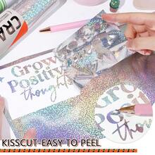 WRAPXPERT Holographic Silver Permanent Vinyl For , 12\ X5ft Glitter Vinyl Sparkle Silver Permanent, Easy To Peel & Transfer Glitter Adhesive Roll For , Crafts,12inchx5ft,GlitterSliver - 閃光銀 - 查看 4