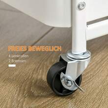 HOMCOM Rolling Trolley With Drawers, 3-Tier Kitchen Shelf On Casters For Kitchen And Office, White Steel, 51.5 X 32 X 75.6 Cm - White - View 7