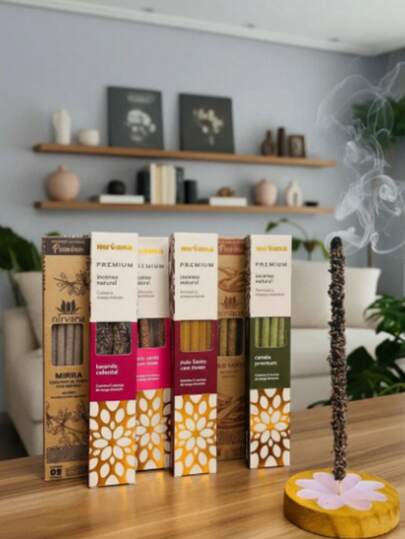 Kit Incenso 30 Varetas Nirvan@ Natural Premium 6 Aromas Amor Dinheiro Proteção Espiritual Limpeza