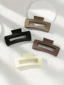 4 piezas/1 pieza Pinzas de pelo cuadradas de plástico grandes en negro, blanco y marrón para mujeres, tamaño: 11 cm, estilo elegante y minimalista, adecuado para uso diario, fiesta, viaje, etc. - Se puede usar para peinado, lavado de cabello, maquillaje, combinar atuendos, accesorios de verano, útiles escolares, otoño/invierno
