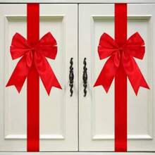 8/4/2pcs 2m Long New Year/Valentine's Day Bow Decor, Red Satin Ribbon, Suitable For New Year, Valentine's Day, Wedding Room Decoration, Holiday DIY Bow, Great For Bedroom, Window, Outdoor And Party Atmosphere Decoration - Multicolor - View 5