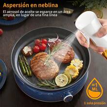 Pulverizador de aceite de cocina, pulverizador de aceite de oliva de vidrio de 300 ml, pulverizador de aceite de oliva continuo con control de porciones, utensilio de cocina para freidoras de aire, preparación de ensaladas. - Blanco - Ver 3